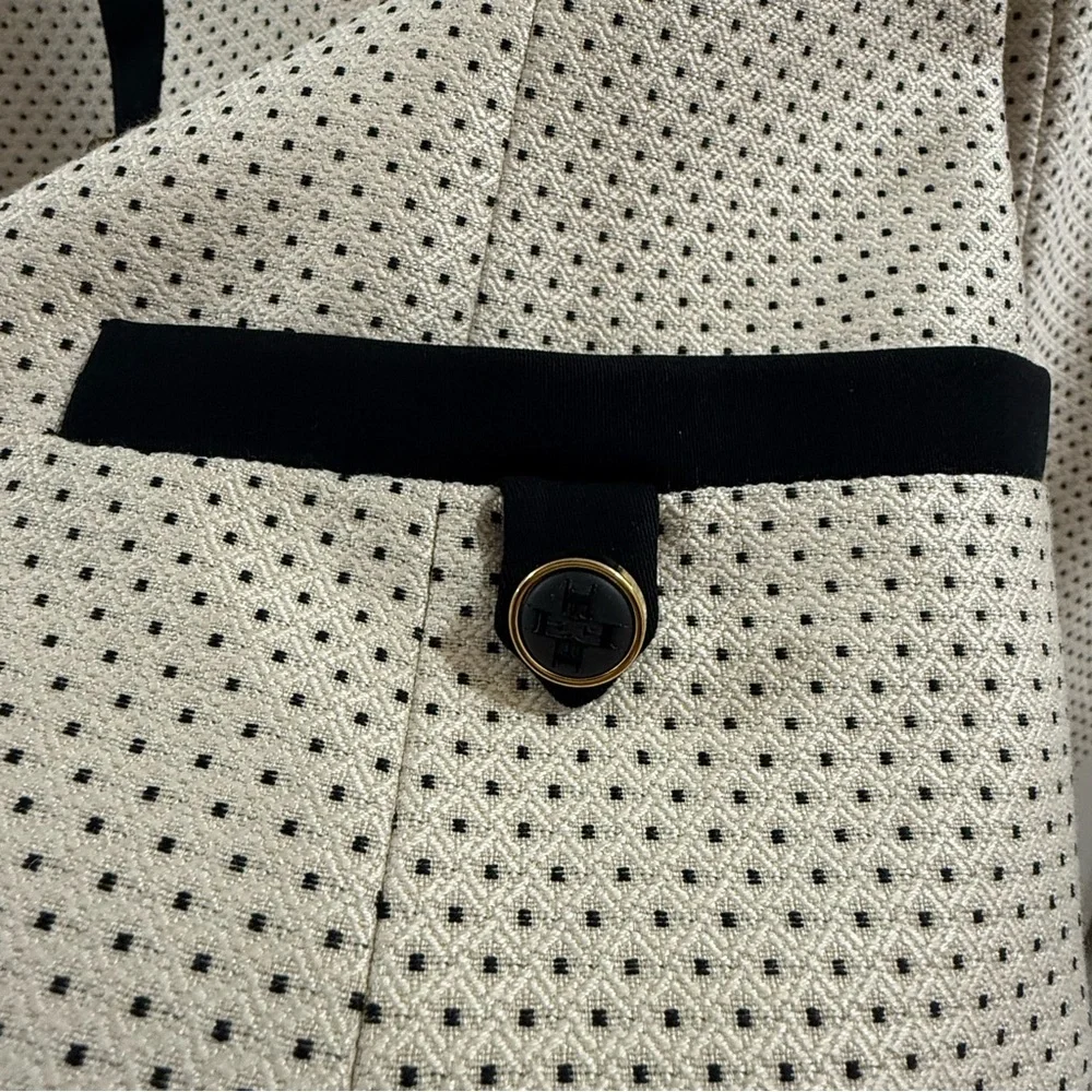 Escada Margaretha Ley Silk Wool Polka Dot Blazer Black Trim Old Money Chic EU 36 - Picture 10 of 17